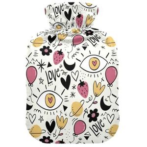 LI ZHI XIN Pvc Warmwaterkruik met Fluwelen Cover 1L 2L Kleine Medium Bloemen Bloem Aardbei Patroon