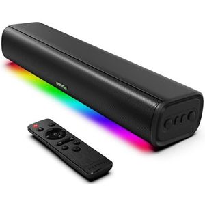 Rythflo Soundbars voor tv 16 inch bioscooptelevisie, bluetooth soundbar met schokkende bas, dynamische verlichting en afstandsbediening, wandmontage soundbar werkt