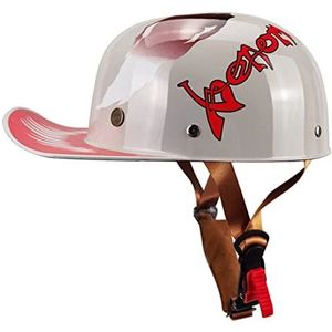 Retro Motorhelm, Mode Baseball Cap Open Helm DOT Gecertificeerde Mannen en Vrouwen Vintage Skull Cap Halve Helm voor Scooter Volwassen Street Cruiser Chopper Decoration