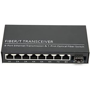 Gigabit-switch, 1,25 Gbps 1 Glasvezel 8-poorts Ethernet Optische Converter 10/100/1000M Single Mode Dual Fiber Adaptieve Gigabit-converter voor Signaalconversie
