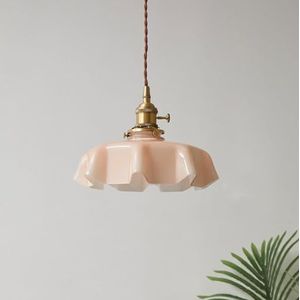 TONFON Nordic E27 Melkglas Kroonluchter Mid Century Vintage Hanglamp Bloemblaadjes Verstelbaar Cafe Hanglamp for Keuken Eiland Woonkamer Slaapkamer Nachtkastje Eetkamer Hal Plafondlamp(Color:Pink)