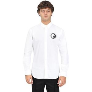 VERSACE JEANS COUTURE Wit overhemd met logo voor heren, Meerkleurig., 46 NL