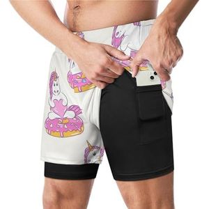 Leuke Eenhoorns En Donuts Grappige Zwembroek Met Compressie Liner & Pocket Voor Mannen Board Zwemmen Sport Shorts