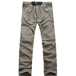 GELing Wandelbroek voor heren, afritsbaar, trekkingbroek, wandelbare outdoorbroek, functionele shorts, sneldrogend, winddicht, camping, functionele broek, cargo-outdoorbroek met zakken met ritssluiting, kaki, XL