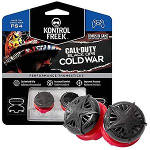 KontrolFreek Call of Duty: Black ops Cold War Performance Thumbsticks voor PlayStation 4 (PS4) en PlayStation 5 (PS5) | 2 High-Rise, Convex | Zwart/Rood