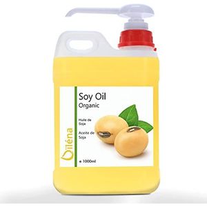 Biologische Sojaolie 100% Puur – 1000 ml | Hydraterende Lichaamsolie | Professionele Massageolie | Anti-Cellulite | Verstevigend & Anti-Aging | Make-up Remover | Natuurlijk Bronzend Effect