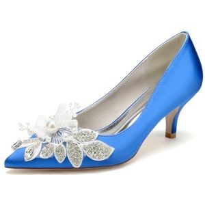 EICOFF Vrouwen Puntige Teen Kitten Hakken Pumps Dames Gesloten Teen Mid Heel Hakken Bruid Trouwschoenen Slip On Party Dress Schoenen,Royal blue,36 EU