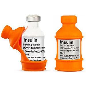 3-pack insuline flacon fles beschermer hoes voor diabetici, siliconen insuline fles beschermhoes om insuline flacon te beschermen tegen breken (oranje)