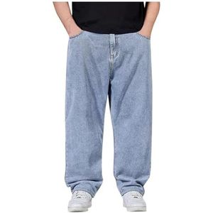 Baggy Stretchjeans For Heren, Comfortabele Herenjeans, Brede Pasvorm Skater Hiphop Skateboard Casual Losse Denim Broek In Y2K Streetwear Stijl(Light Blue,48)