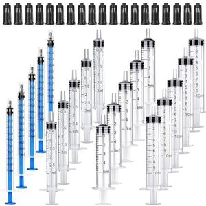 SAICOOS - Plastic Spuiten Set - 20 Stuks - Insulinespuiten Pipet Wegwerp - 1 ml, 3 ml, 5 ml, 10 ml