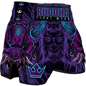 BUDDHA FIGHT WEAR - Muay Thai en kickboksbroek Europees Luzbel-model - Premium satijnstof - NIEUW Europees patroon - Geweldige aanpassing aan de morfologie van elke jager - Paars - Maat S