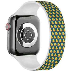 Solo Loop Band Compatibel met All Series Apple Watch 42/44/45/49mm (gele rubberen eend) rekbare siliconen band band accessoire, Siliconen, Geen edelsteen