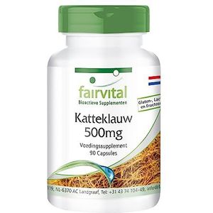 Fairvital | Kattenklauw capsules 500mg - Uña de gato (Uncaria tomentosa) voedingssupplement - HOOG GEDOSEERD & VEGAN - 90 capsules