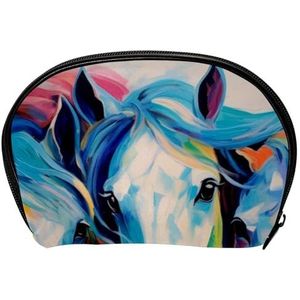 GIAPB Reizen make-up tas,Kleine make-up zakje,Abstracte kunst kleurrijk paard, G61vf6cvpjm, 19x5.5x13 cm/7.5x2.2x5 in, Modern