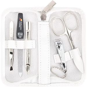 DREI SCHWERTER Germany manicureset nagelset 'Siena' - 5-delig huidschaar, nagelknipper, saffier nagelvijl, nagelreiniger, pincet, kleur leer wit
