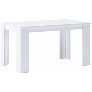 Skraut Home - Vaste eettafel - 75 x 138 x 80 cm - Capaciteit tot 6 personen - Bestendige materialen - Minimalistisch design - Witte afwerking