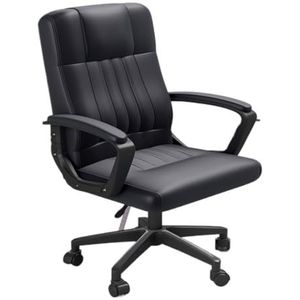 Ergonomische Bureaustoel Bureaustoel Computerstoel Thuis Slaapzaal Studie Conferentiestoel Rugleuning Comfortabele Zittende Leren Stoel Bureaustoel(Black,A)