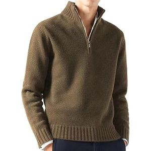 Men's 1/4 Zip-Up Long Sleeve Sweater Warm Pullover Casual Sweaters Jumpers Knitwear Tops for Fall Winter (XL,08)