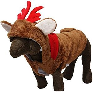 Petitebelle Puppy kleding Hond Jurk Kerst Rendier Kostuum, Large(Chest 48cm), Brown, Red