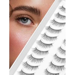 Kattenoogwimpers Wispy Wimpers Manga Cat Wimpers Natuurlijke Look 15mm Wispy Valse Wimpers 3D Volume Nep Wimpers Anime Wimpers Zachte Faux Nertsen Wimpers 7 paar Wimpers Pack