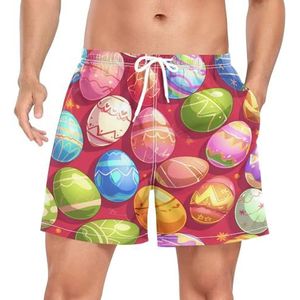 Wzzzsun Kleurrijke eieren Polka Dot zwembroek voor heren, boardshorts, sneldrogende kofferbak met zakken, Leuke mode, S
