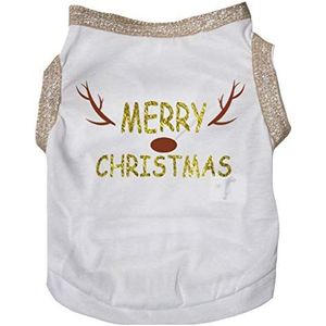 Petitebelle Vrolijk kerstrendier katoenen shirt Puppy hondenkleding (vrolijk kerstfeest, medium)