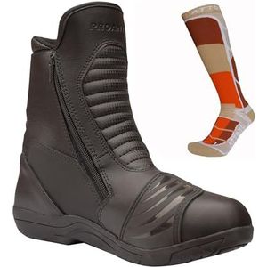 PROANTI Motorlaarzen lederen motorlaarzen Touring halfhoge motorschoenen, zwart, 42 EU