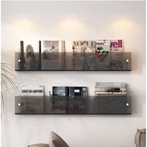 Boekenplank Wandplank van transparant acryl, onzichtbare installatie-displayplank geschikt for woonkamer, slaapkamer, studeerkamer, 2 stuks (Color : Style3, Size : 80cm/31.5in)