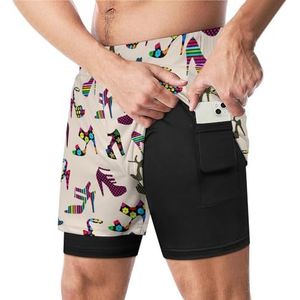 Gekleurde Dames Hoge Hakken Schoenen Grappige Zwembroek Met Compressie Liner & Pocket Voor Mannen Board Zwemmen Sport Shorts