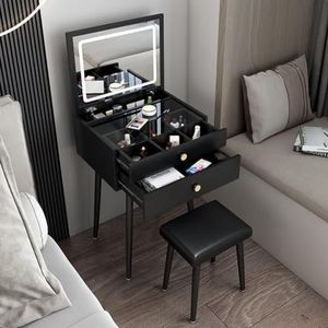 Vanity Table 2-in-1 Make-up Vanity Set Met Flip Spiegel En Gewatteerde Kruk Vanity Bureau Bureau Scandinavische Kaptafel