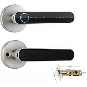 Slim slot Tuya Digitaal Elektronisch Smart Deurslot Biometrische Vingerafdruk Deurklink Keyless Digitaal Wachtwoord Smart Home(Silver and Gateway)