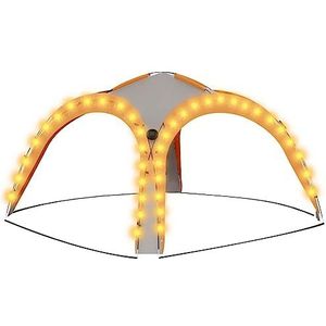 vidaXL Partytent met LED en 4 zijwanden 3,6x3,6x2,3 m grijs en oranje