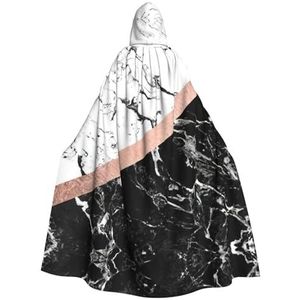 WURTON Zwart Wit Marmeren Print Hooded Mantel Unisex Volwassen Mantel Halloween Kerst Hooded Cape Voor Vrouwen Mannen