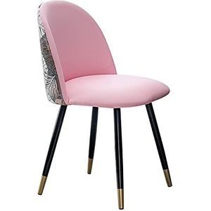 GEIRONV 1 stks lederen eetkamerstoel, modern design for woonkamer slaapkamer Keukenstoel met rugleuning make-up stoel Eetstoelen (Color : Pink)