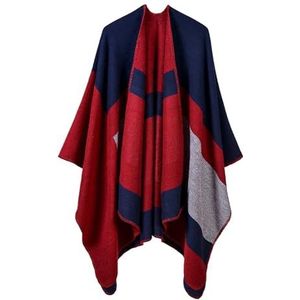 UBOHUZ Vrouwen Jacquard Zilveren Sjaal Herfst Winter Sjaal Verlengd Verdikte Mantel Poncho's Capes Voor Lente Herfst Winter, Rood, One size