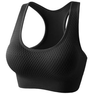 HDXWIFD Sport-bh's met hoge ondersteuning voor dames, gewatteerde naadloze bh's voor actieve slijtage, stretch crop-tops vest voor yoga hardlopen joggen sportschool(Color:Black,Size:M)