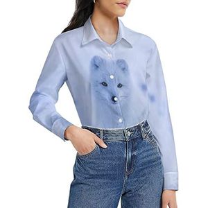 Arctic Fox Damesshirt met lange mouwen, button-down blouse, casual werkshirts, tops, 4XL