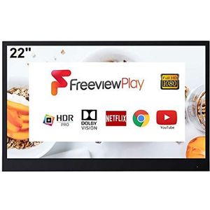 Soulaca Slimme Zwart Badkamer-TV 22-inch IP66 waterdichte met Wi-Fi, Geïntegreerde Luidsprekers