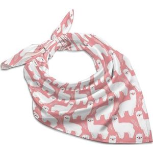 Roze lama alpaca vierkante bandana mode satijn wrap nek sjaals comfortabele hoofddoek voor vrouwen haar 63,5 cm x 63,5 cm