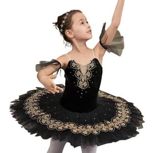 Meisje kind Professionele Ballet Tutu Jurk zwart Zwanenmeer Pannenkoek Tutu Ballerina Party Dans Kostuums Balletwedstrijd Jurk,zwart,130