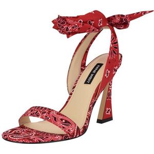 NINE WEST Kelsie sandaal met hak voor dames, Rode Sport Bandana Print Multi 611, 36 EU
