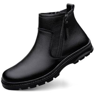 Winter Boots Chelsea Boots Plus Velvet Boots Men Business Leather Casual Shoes Ankle Boots Snow Boots (Color : Black, Size : EU 46)