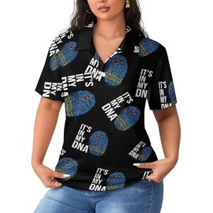 It's In My DNA Aruba vlag dames poloshirts met korte mouwen casual T-shirts met kraag golfshirts sport blouses tops S