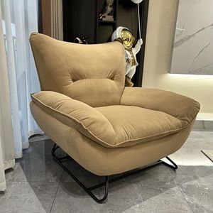 BEDOIN Luie sofa fauteuil met voetsteun, anti-kanteling, gestoffeerde vrije tijd lounge fauteuil schommelen met kruk voor slaapkamer, woonkamer, kantoor kaki fluweel