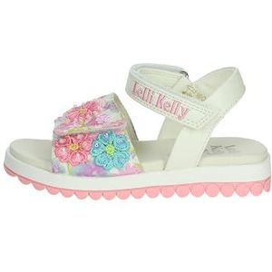 Lelli Kelly Eloise sandalen voor meisjes, ergonomische rubberen zool, bloemenversieringen, leren zool en gadgets, Wit, 29 EU