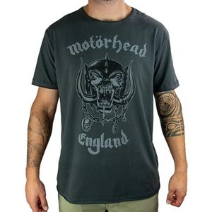 Amplified Motorhead-England T-shirt voor heren, Grijs (houtskool Cc), L