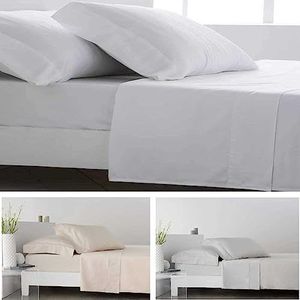COTTON ARTean Loea Beddengoedset, 160 x 190/200 cm, Egyptisch katoen, draaddichtheid 400, wit, 4-delig: dekbedovertrek, 2 kussenslopen, hoeslakens
