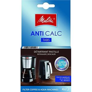 Melitta Anti-kalkontkalkingstabletten, voor filterkoffiemachines en waterkokers, 4 x 12 g