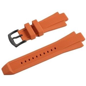 Jeniko 29 Mm X 13 Mm Horlogeband Compatibel Met Mk8184 8729 9020 MK8152 MK9020 MK9026 Siliconen Horlogebandaccessoires Met Verhoogde Mond (Color : Orange Black Buckle, Size : 29mm)