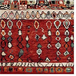 UN tapijt woonkamer modern Scandinavisch design - tapijt Berbere etno-stapel Ras turquoise - klein tapijt woonkamer rechthoekig - tapijt woonkamer rood